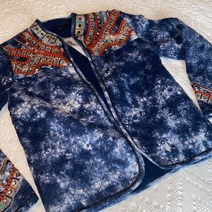 Indigo Moon Tie Dye Beaded Jacket NWT